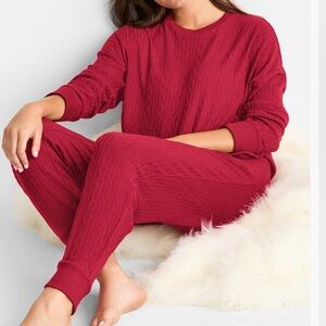 Soft Red Cable Knit Pajamas